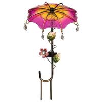 View 18" Pink Umbrella Solar LED Garden Stake Decor