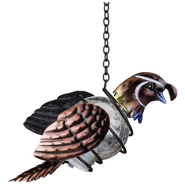15.75" Brown Solar Quail Lantern