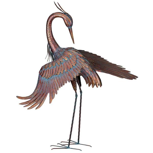 44" Copper Patina Heron Decor