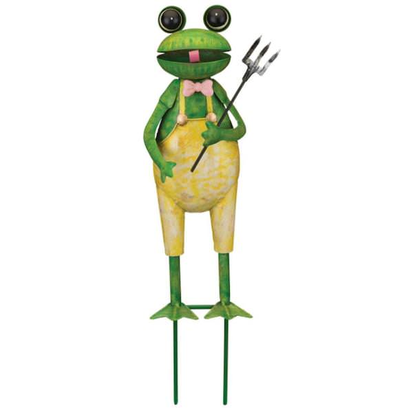15" Green/Yellow Frog Garden Stake