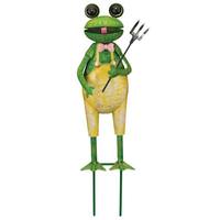 View 15" Green/Yellow Frog Garden Stake