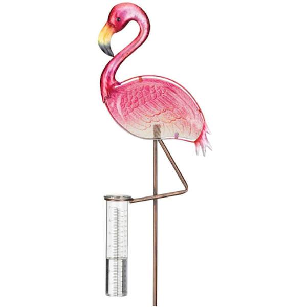 Pink Flamingo Rain Gauge Garden Stake