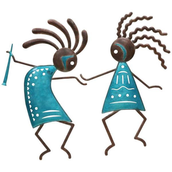 20" Copper/Turquoise Kokopelli Wall Decor