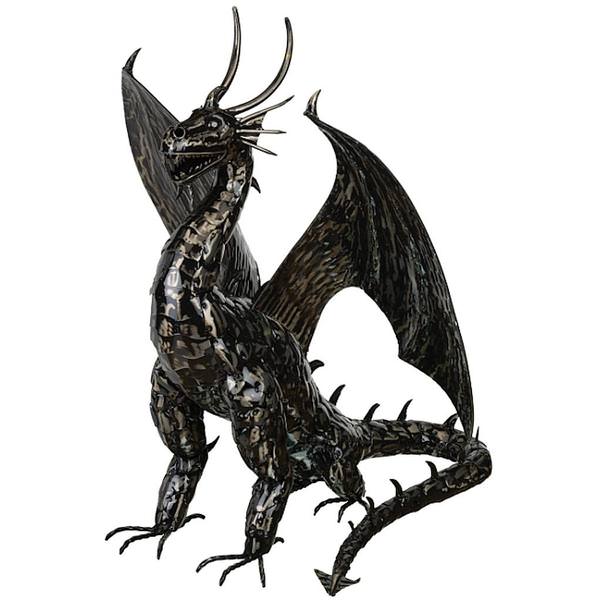 31" Pewter Fire Dragon