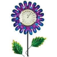 Regal Art & Gift Blue Buttercup Solar Thermometer Garden Stake Ornament