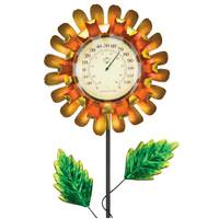Regal Art & Gift Yellow Buttercup Solar Thermometer Garden Stake Ornament