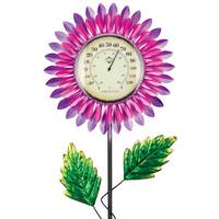 Regal Art & Gift Pink Daisy Solar Thermometer Garden Stake Ornament