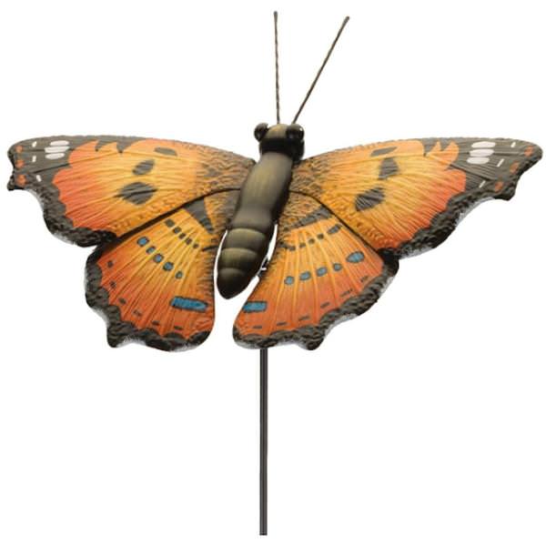 46" Orange Painted Lady Butterfly Garden Stake