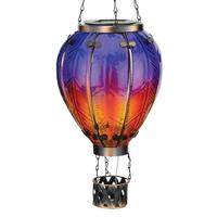 19" Metal/Glass/Solar Large Purple Hot Air Balloon Wall Décor