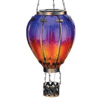 View 19" Metal/Glass/Solar Large Purple Hot Air Balloon Wall Décor