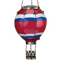 View 19" Metal/Glass/Solar Large Stripe Hot Air Balloon Wall Décor