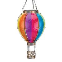 Regal Art & Gift 15" Metal/Glass/Solar Small Rainbow Hot Air Balloon Wall Décor