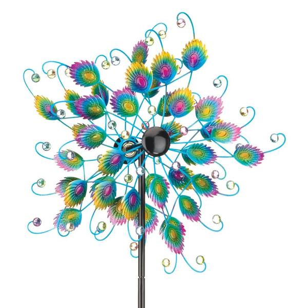 70" Vertical Wind Spinner Peacock
