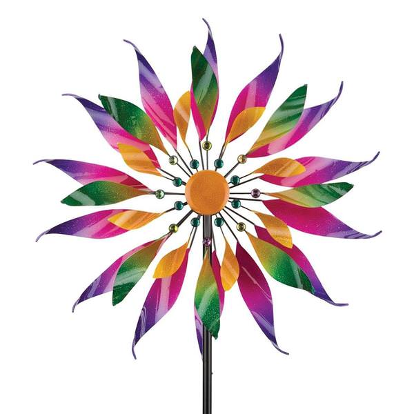 85" Triple Wind Spinner Twisted Flower