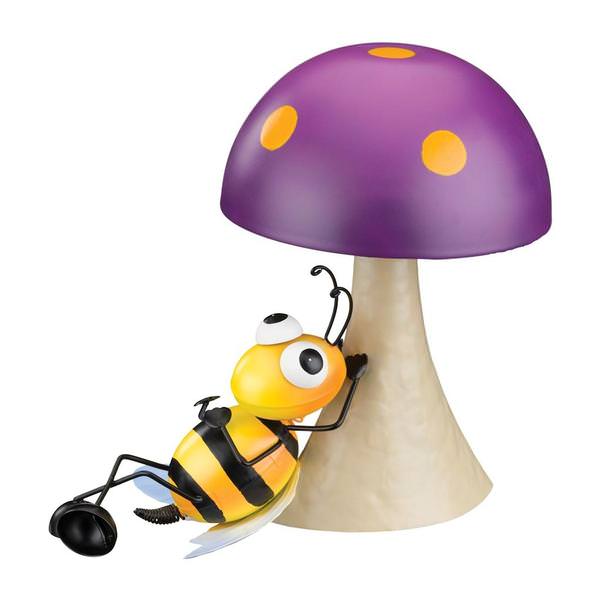 Metal Mushroom Bee Décor