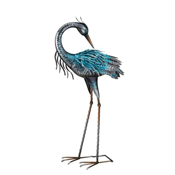28" Preening Iridescent Heron Décor 