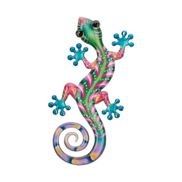8" Green Pink Luster Gecko Wall Décor