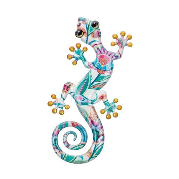 8" White Multi Luster Gecko Wall Décor