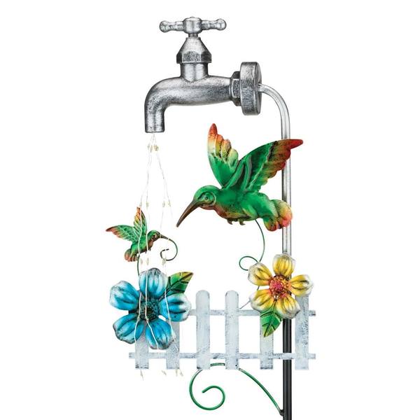 35" Hummingbird Faucet Solar Stake