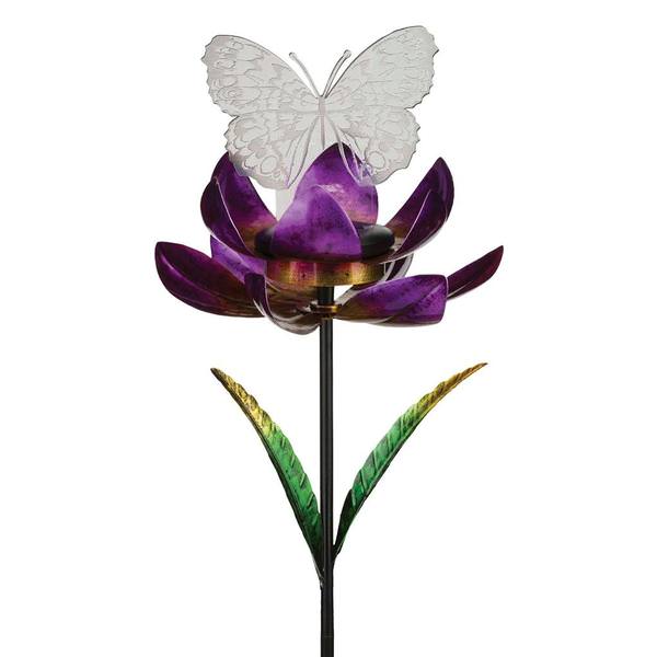 36" Butterfly Illusion Solar Spinner Stakes
