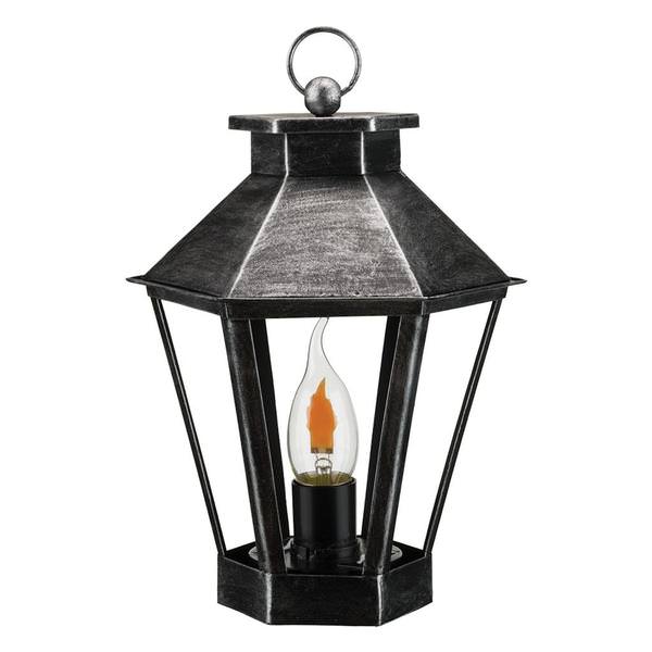 11.5" Pewter Flickering LED Solar Lantern