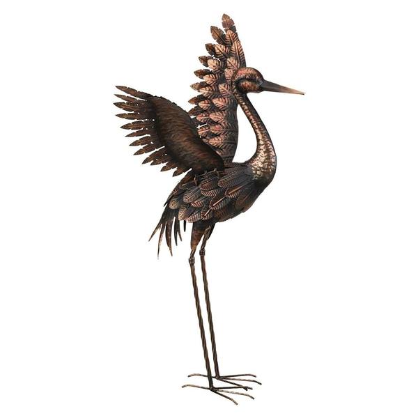 29" Wings Up Bronze Crane