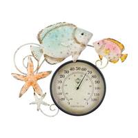 Regal Art & Gift 12.75" Fish Metallic Metal/Acrylic/Paper Thermometer Wall Décor