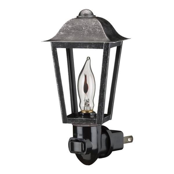 5.75" Pewter Flicker Flame Lamp Woodland 