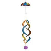View 33" Rainbow Umbrella Hanging Wind Spinner