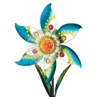 Regal Art & Gift 10.25" Solar Blossom Blue Flower Wind Spinner