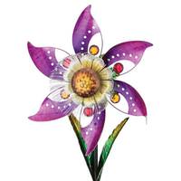 View 10.25" Solar Blossom Pink Flower Wind Spinner