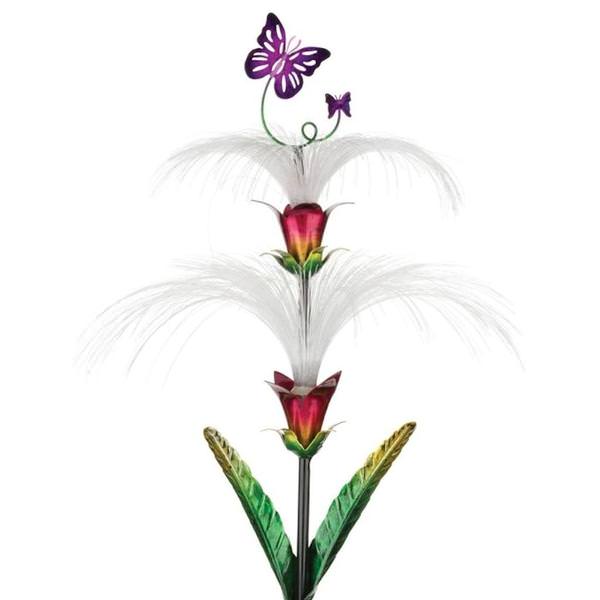 34" Purple Butterfly Solar LED Garden Stake Decor