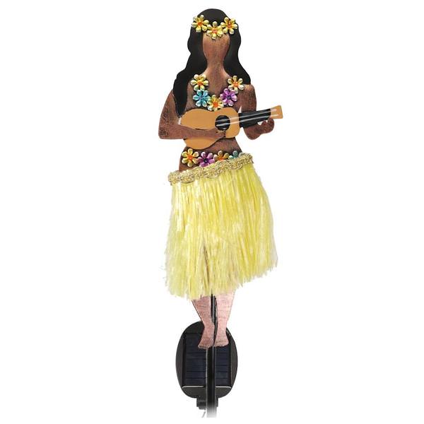 Solar Hula Girl Ukelele Garden Stake