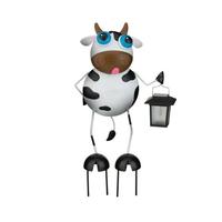 View 20" Black/White Cow Solar LED Garden Stake Decor