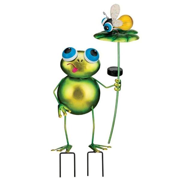 22.5" Green Frog Solar LED Garden Stake Decor