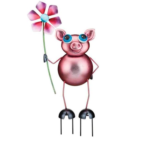 25" Pink Pig Solar LED Garden Stake Decor