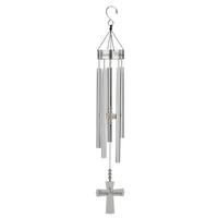 Regal Art & Gift 32" Sentiment Cross Silver Chime Aluminum/Steel/Acrylic Chime