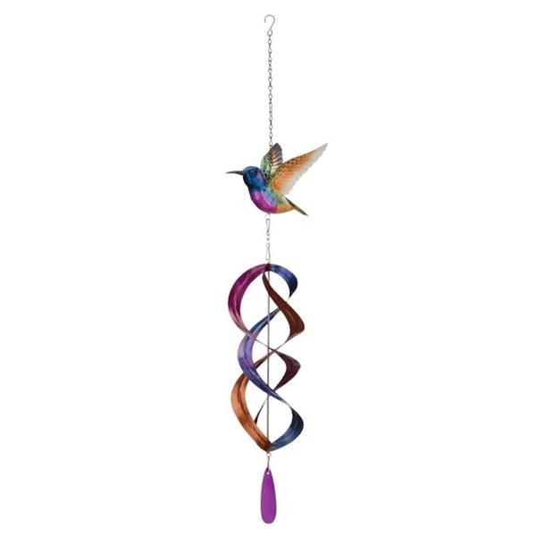 37" Purple Coronet Hummingbird Hanging Wind Spinner