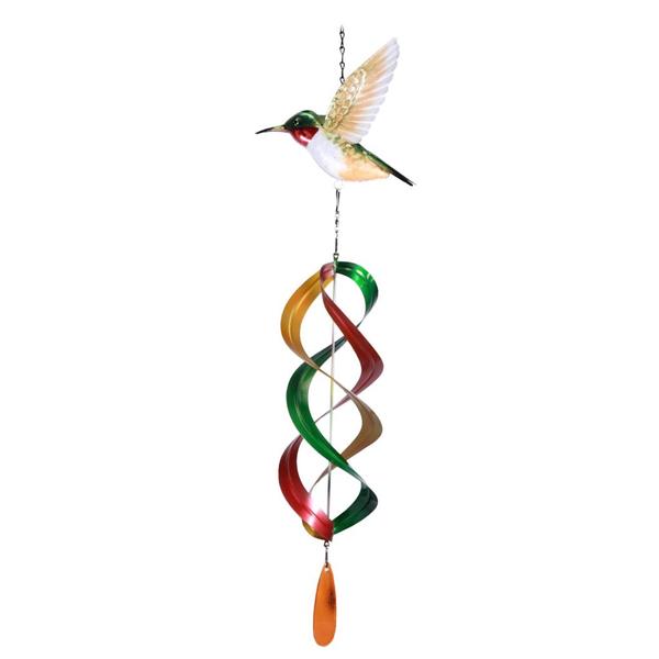 37" Ruby Throated Hummingbird Hanging Wind Spinner