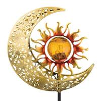 View Solar Gold Sun/Moon Garden Stake