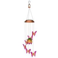 Regal Art & Gift 27.75" Pink Butterfly Solar Garden Mobile