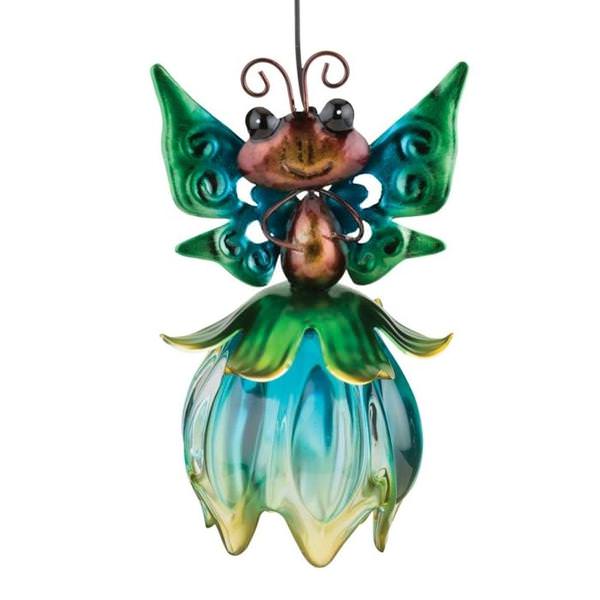 18" Blue/Green Butterfly Solar Mini Lantern