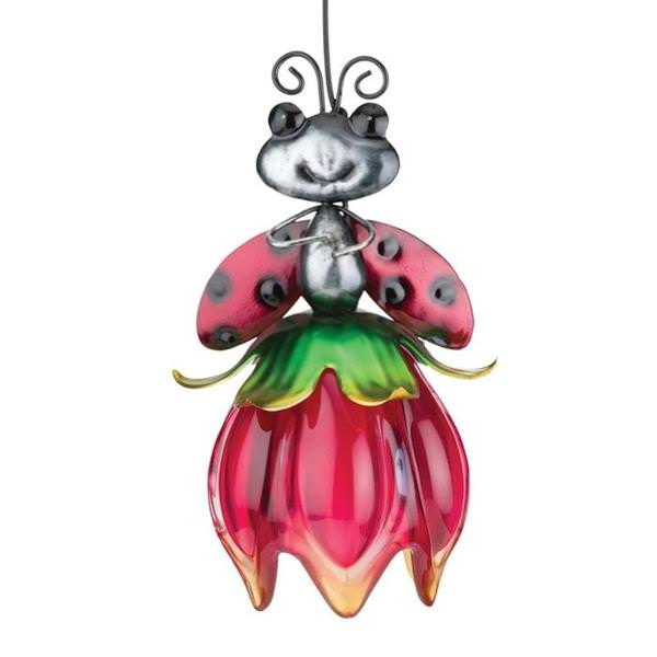 18" Red Ladybug Solar Mini Lantern