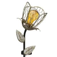 View Silver Solar Flower Up Garden Stake