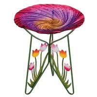 View 18" Tulips Birdbath/Feeder with Decorative Stand