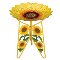 View 18" Sunflower Birdbath/Feeder with Decorative Stand