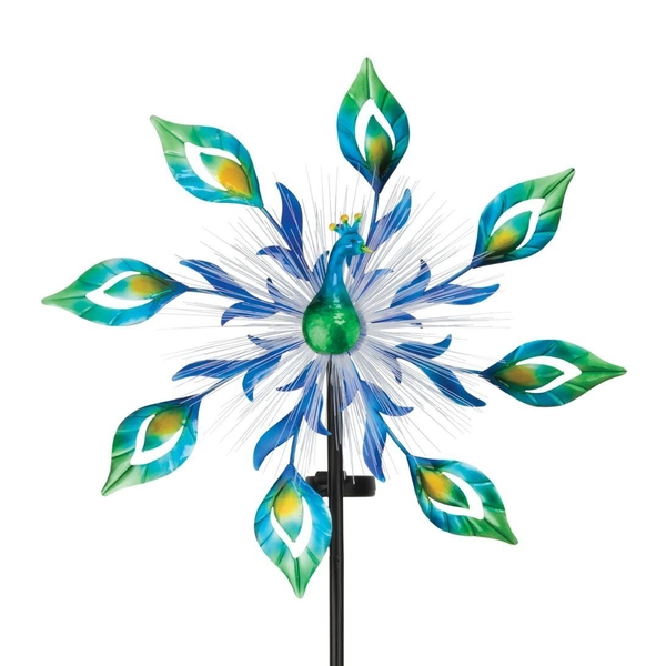 19" Burst Solar Peacock Regal Art & Gift Wind Spinner