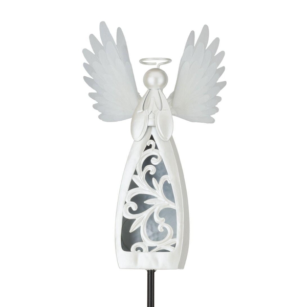 50" White  Angel Praying Burst Solar Stake 