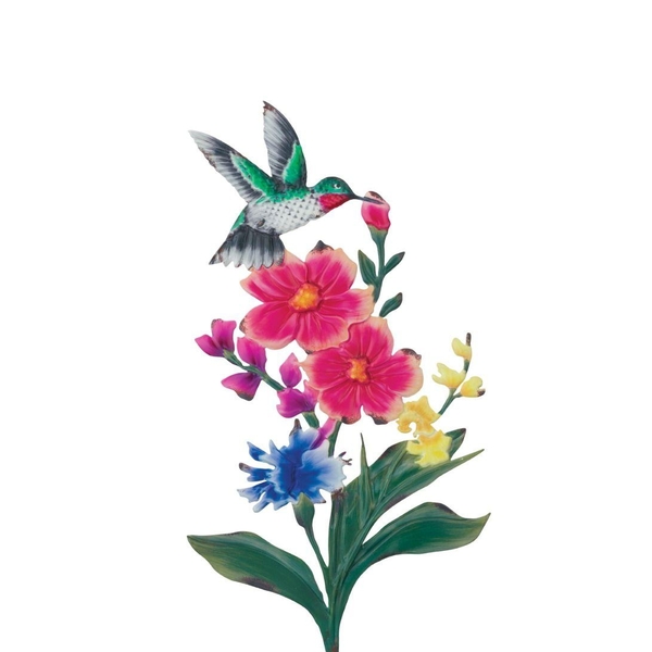 22" Colorful Hummingbird Flower Stake 