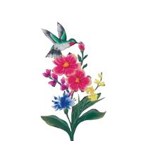 View 22" Colorful Hummingbird Flower Stake 